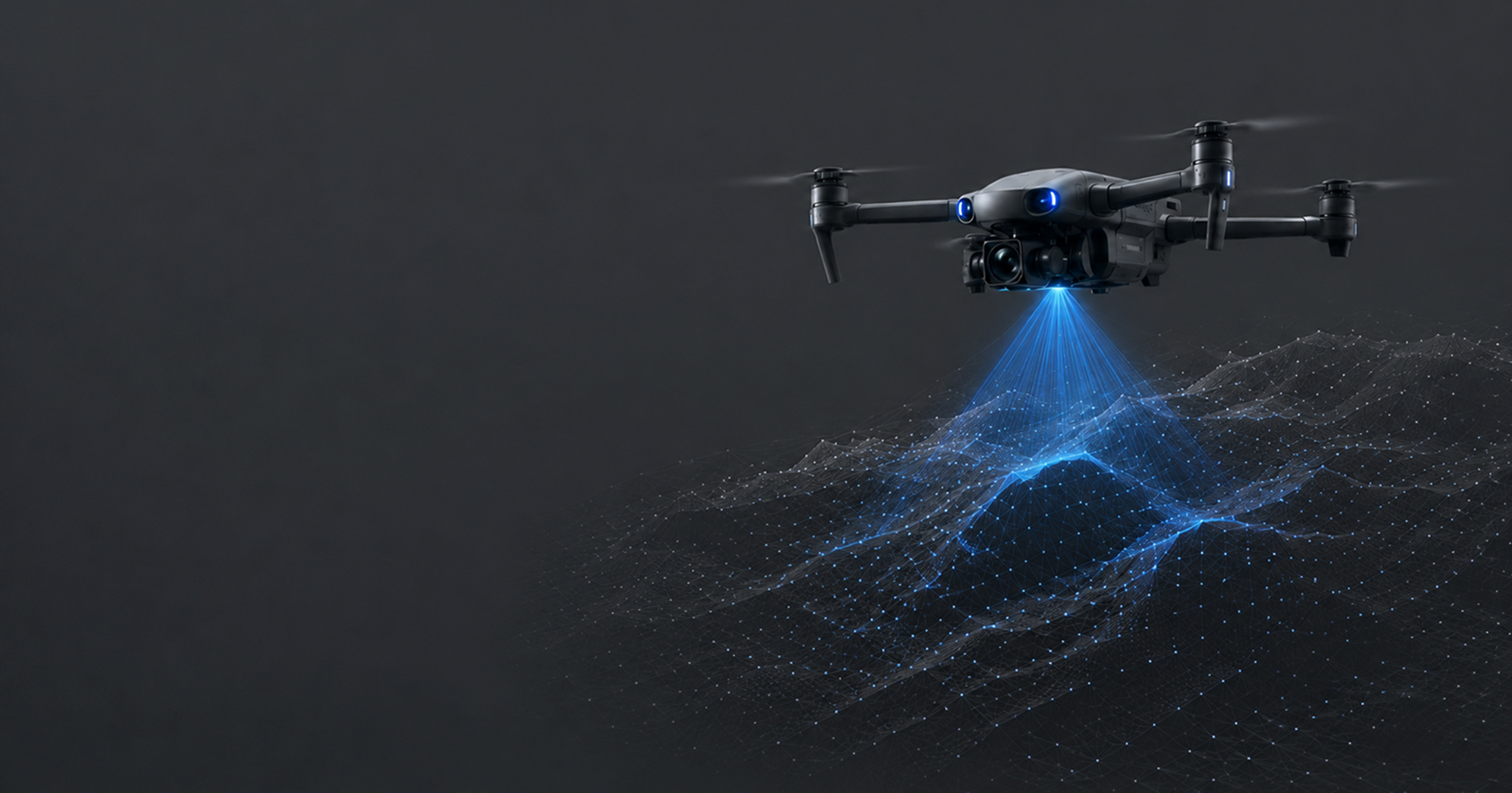 Enterprise drone flying over an urban operation at dusk
